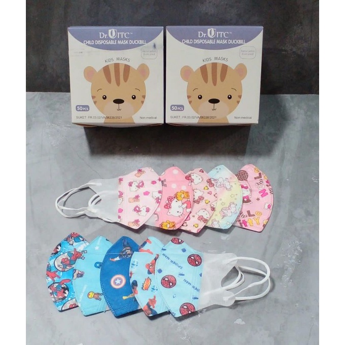 READY MASKER DUCKBILL ANAK BTS DR ITC HITAM PUTIH ANAK DUCKBILL DR ITC SUDAH MIX MOTIF DALAM 1 BOX 3 PLY ISI 50 LBR