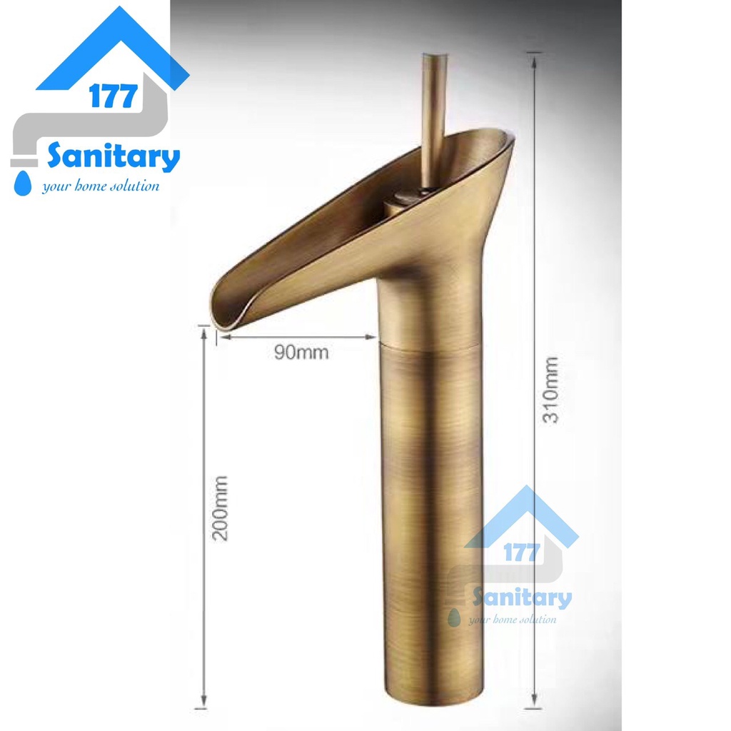 Kran Wastafel Panas dingin GOLD matte wine glass-Keran air sink 20cm 30cm cuci tangan washtafel kuningan brass unik unique antik antique elegan faucet basin