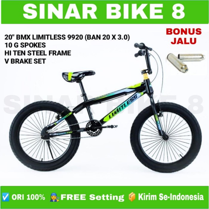 Sepeda Anak Laki Ukuran 20 Inch BMX LIMITLESS 9920 Ban Jumbo Bonus Jalu