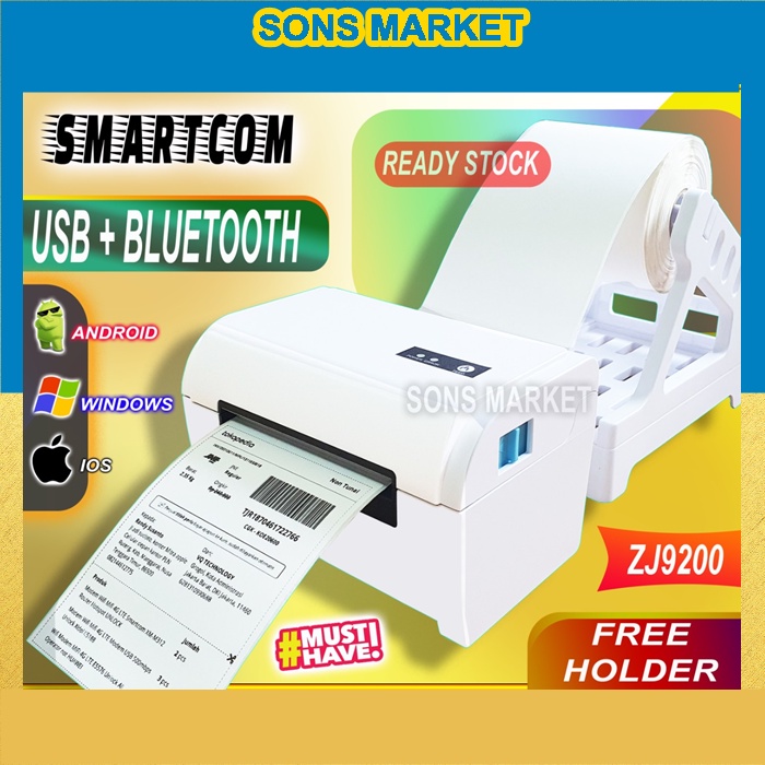 

Paket Printer Label Alamat BLUETOOTH ZJ9200 ZJ 9200 + 1 ROLL Kertas LABEL 100X150mm