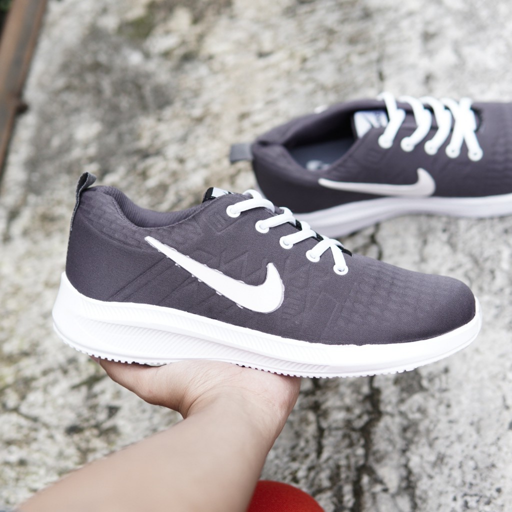 SNEAKERS PRIA SEPATU OLAHRAGA JOGGING NIKE ROSHERUN PRO ABU/GREY RUNNING OUTDOOR FITNESS RINGAN