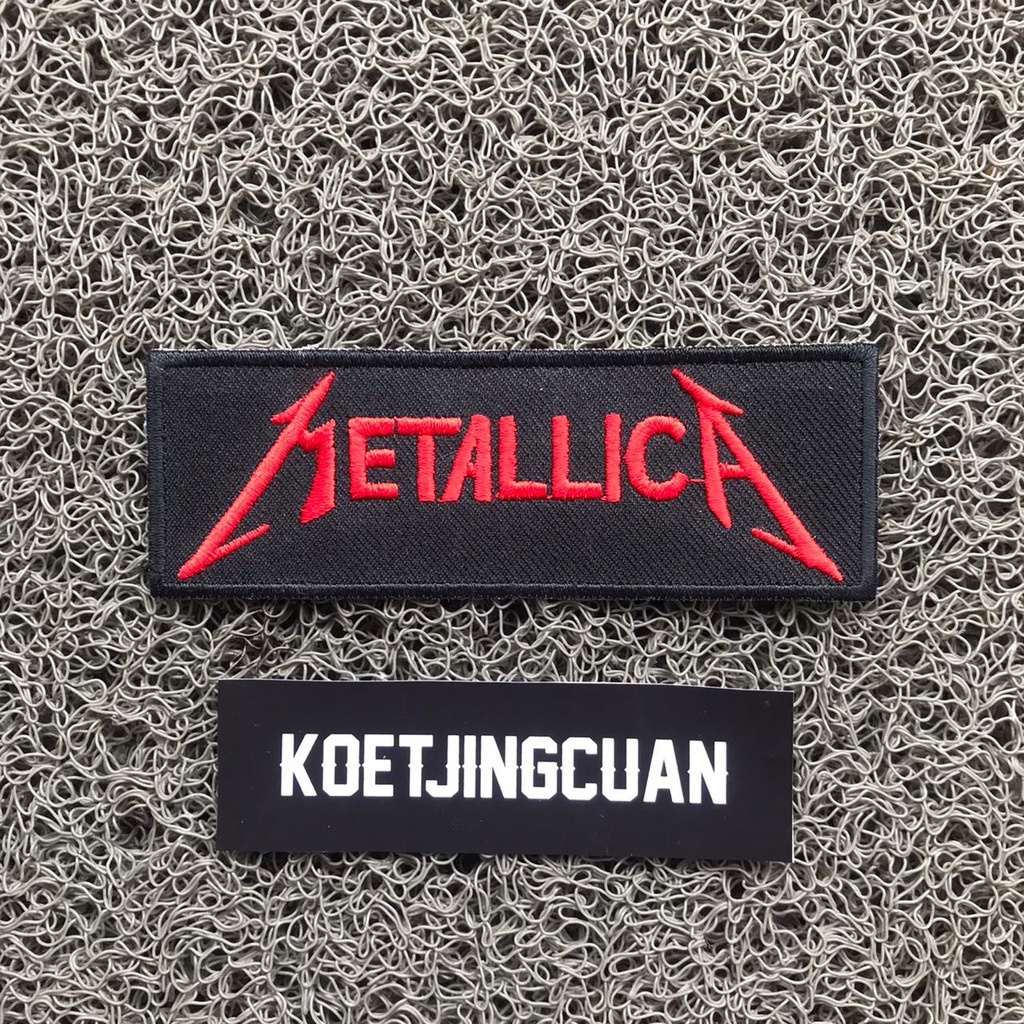 Patch Emblem bordir jahit Band Metalica Merah persegi panjang