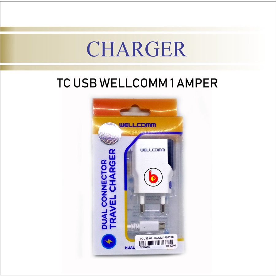 TRAVEL CHARGER USB WELLCOMM 1 AMPERE IPHONE 4
