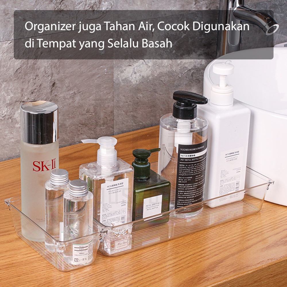 HUGO Organizer Laci Sendok Garpu Sumpit Sekat Laci Dapur Bening Bahan Acrylic Organizer Meja Kamar