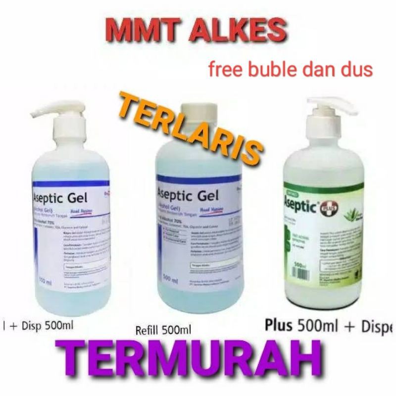 Aseptic Gel 500ml Hand Sanitizer 500ml+Dispenser OneMed