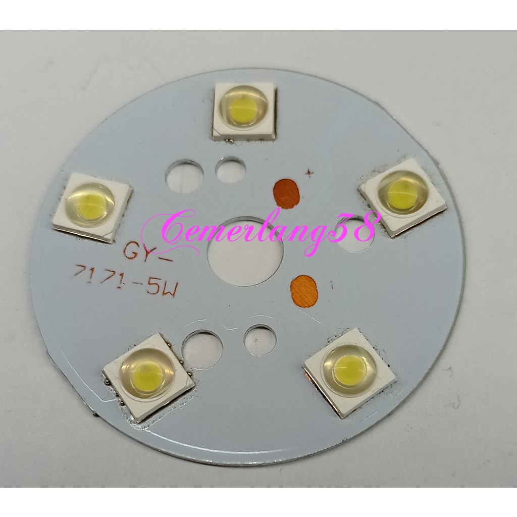 HPL 5W/High Power LED 5 Watt HSLH White/Putih + PCB Heatsink