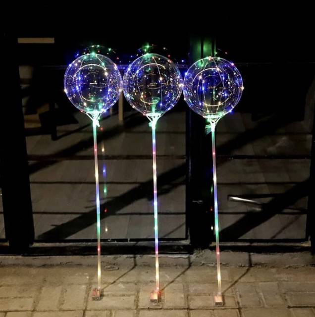 BALON PVB LED SET TONGKAT STICK TANGKAI CUP/BALON TRANPARAN LAMPU LED BALON HIAS DEKORASI WEDDING