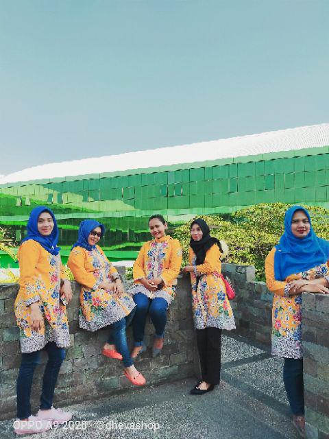 Batik Tunik Shibori Jumputan Terbaru All Size 106cm / Hrb026 Yelbor Navbor / Biru Putih / Original..