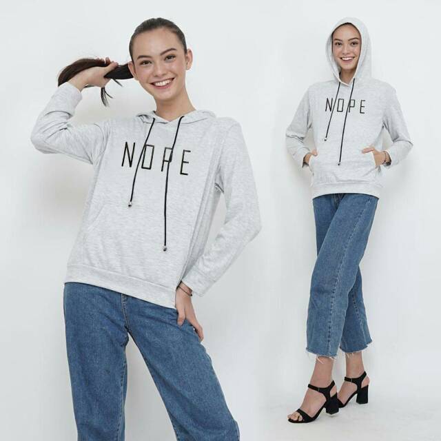 SWEATER HOODIE BABYTERRY NOPE LENGAN PANJANG WANITA MURAH