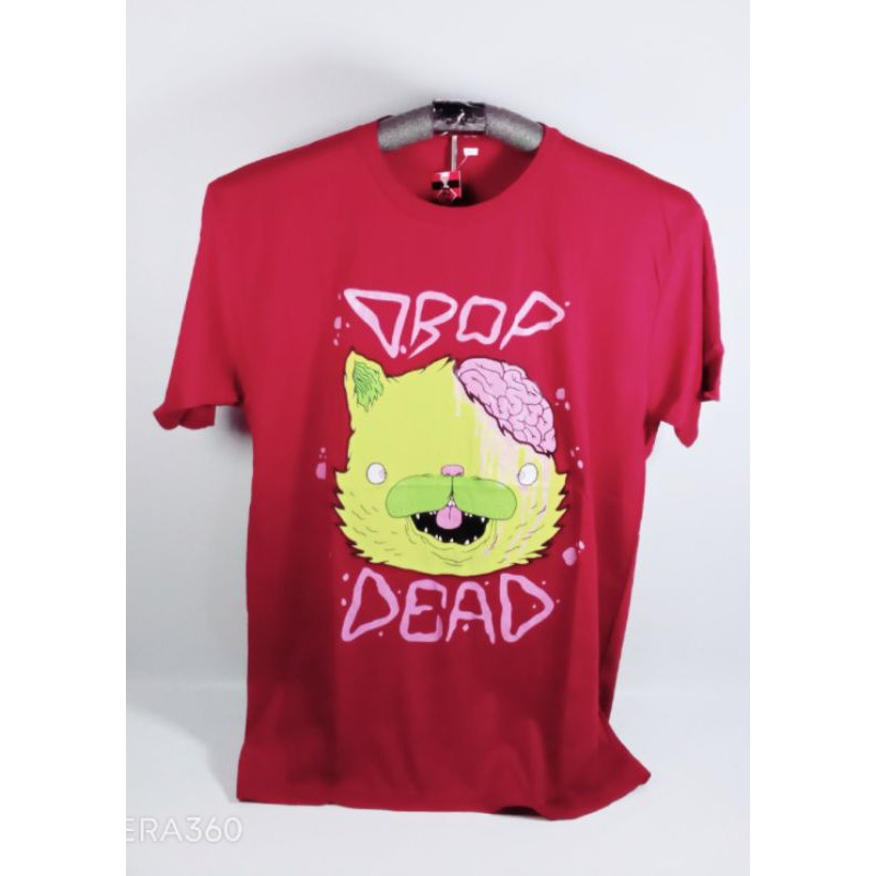 Kaos Distro Drop Dead Pink Cat Baju Drop Dead