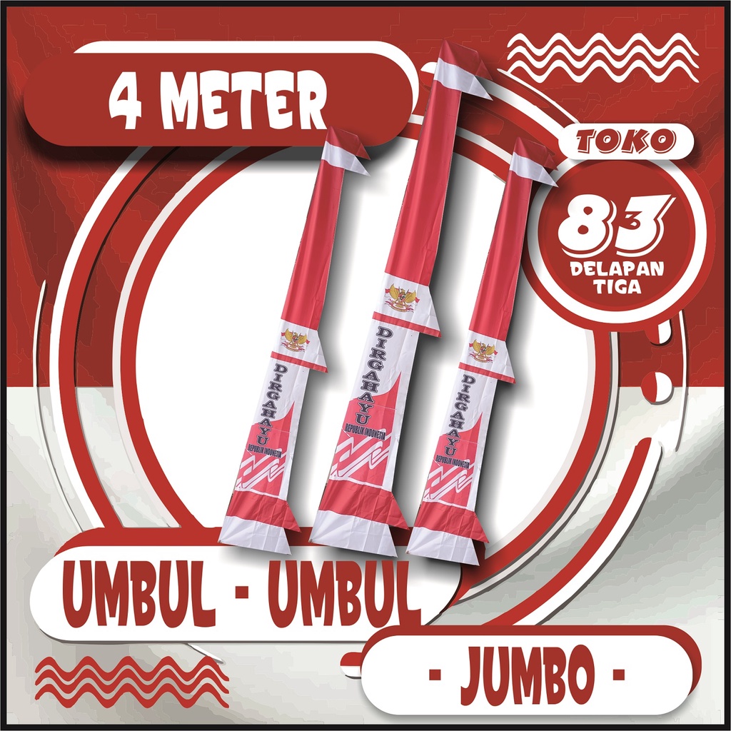 UMBUL UMBUL JUMBO  WARNA WARNI ( 4 METER )