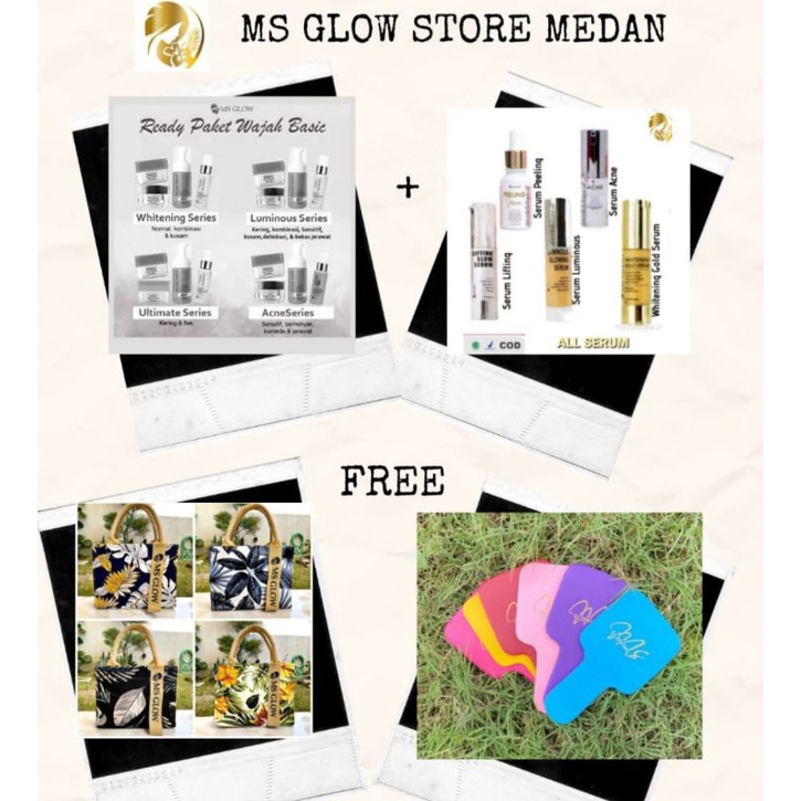 PAKET WAJAH MS GLOW + SERUM MS GLOW FREE GIFT TAS CANVAS MS GLOW + KACA CERMIN MS GLOW /MS GLOW ORIG