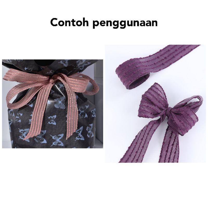 Pita Kain 2,8 cm 5 Garis Bintik Timbul Hampers Souvenir Kado Buket