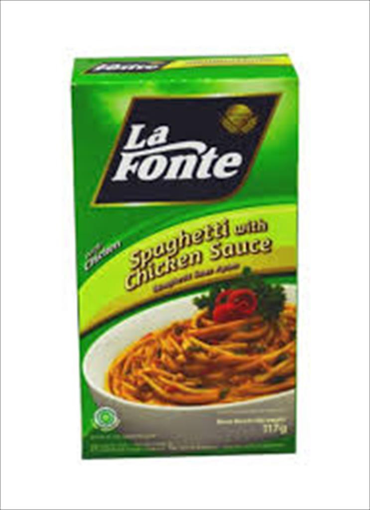 

La Fonte Pronto Spaghetti Pasta With Chicken Sauce/Saus Ayam 117 Gram