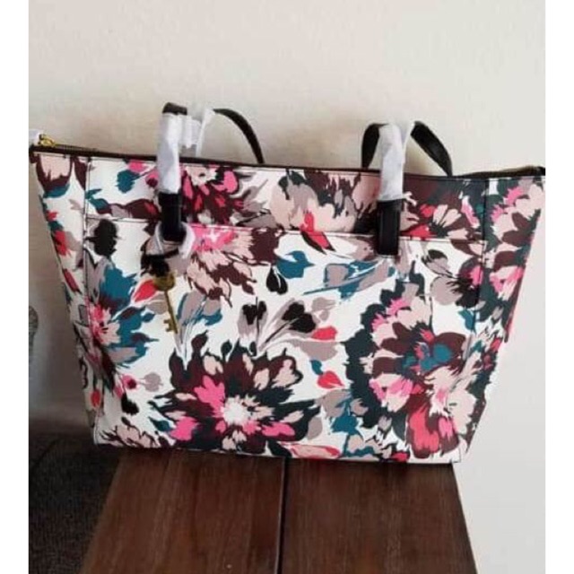 Tas fossil rachel tote pink floral original authentic bag