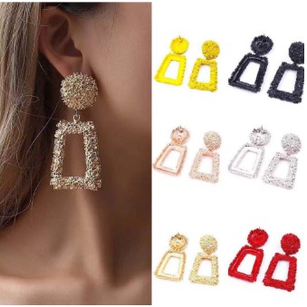 Anting Korea Anting Panjang Fashion Vintage Earrings Women Geometric Metal Earing Hanging