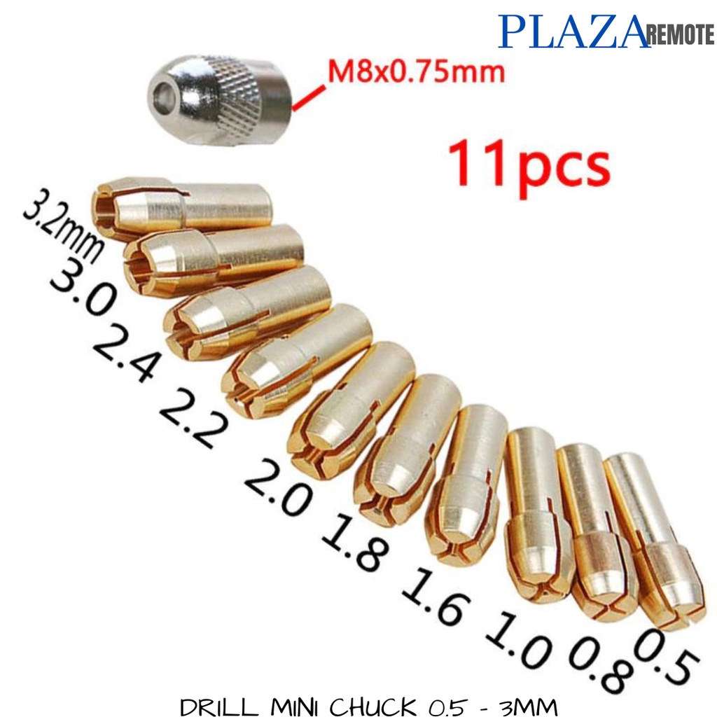 MINI DRILL BRASS COLLET KUNINGAN MINI GRINDER DRILL BOR CHUCK 1 - 3.2 MM