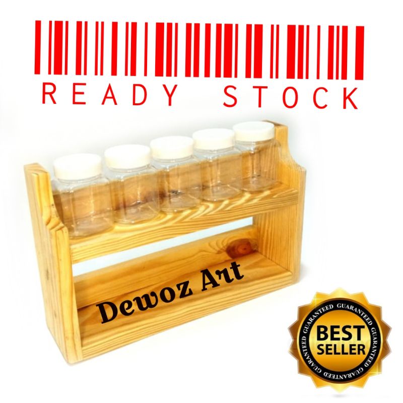 Rak Bumbu Kayu Susun 2 Tingkat Serbaguna Aesthetic