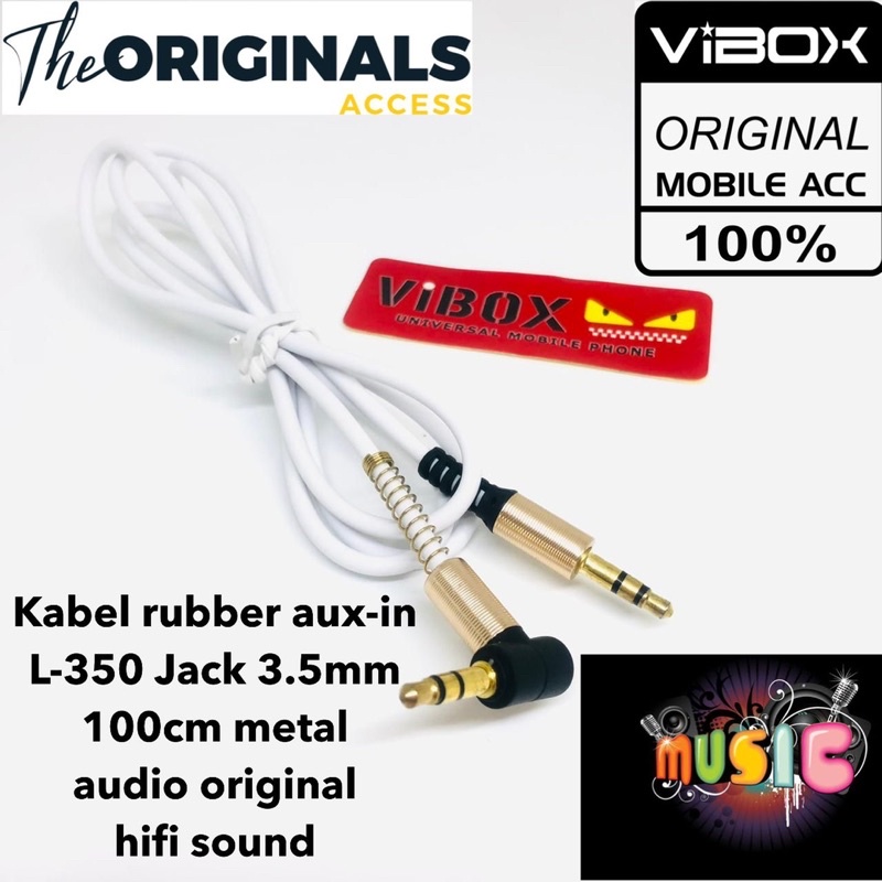 Kabel rubber aux-in  L-350 Jack 3.5mm 100cm metal  audio original  hifi sound  Promo Sen