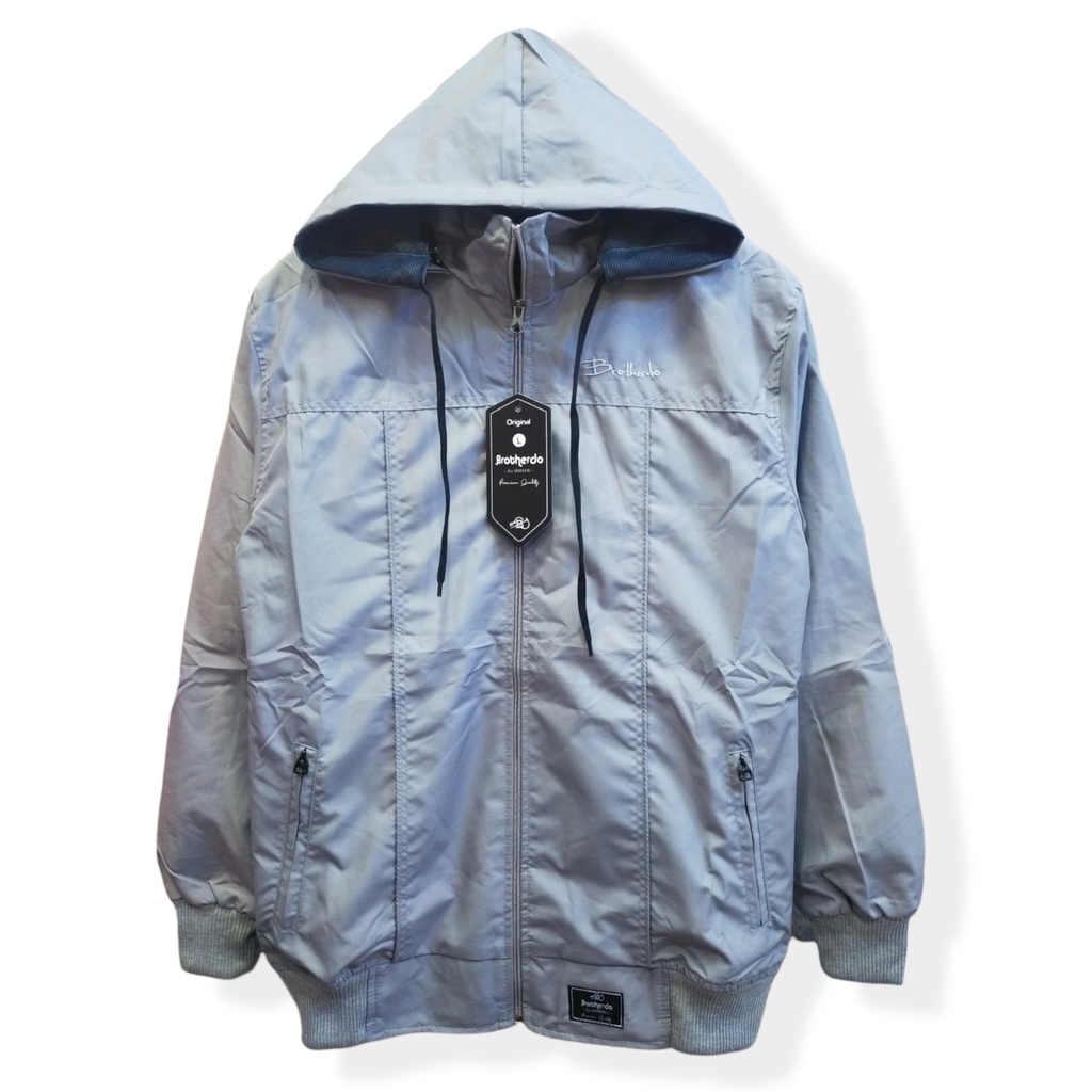 BROTHERDO Jaket Harian Wanita Parasut Taslan JN - All Size terbaru-Silver