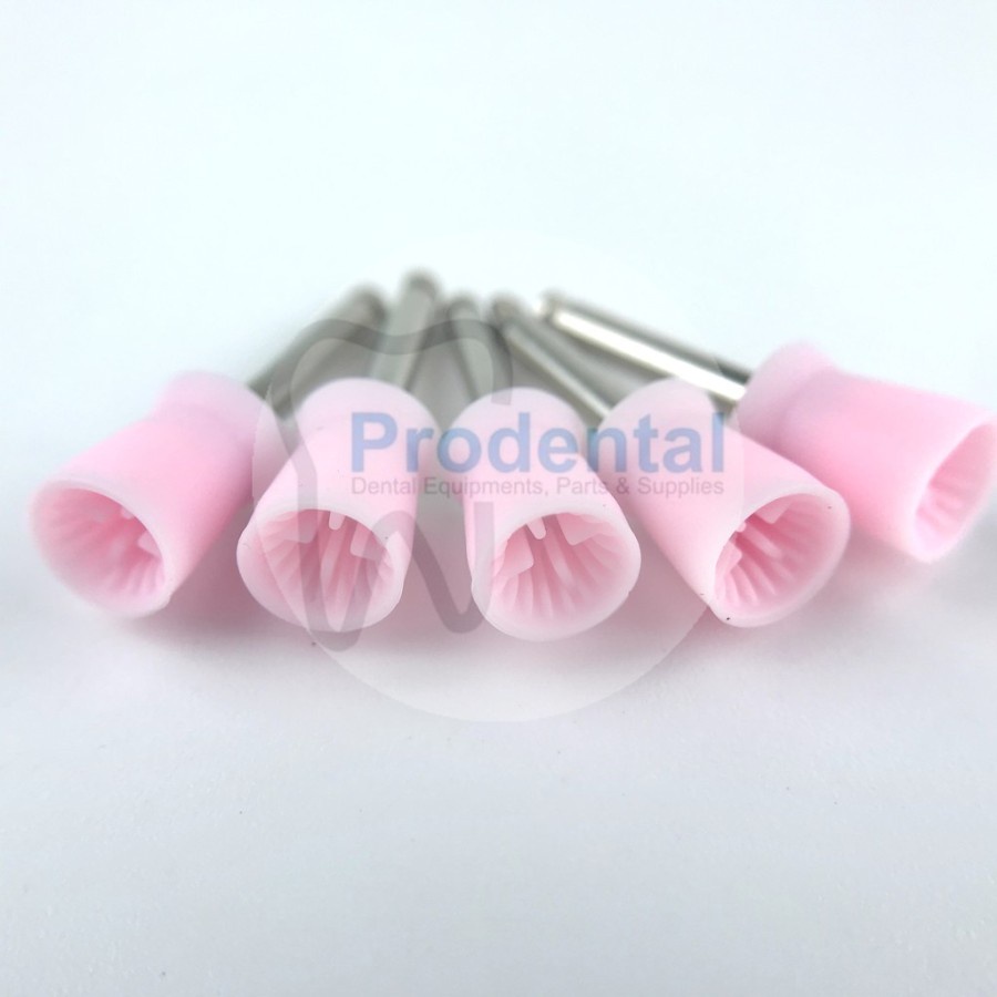 Dental prophy rubber polisher polishing karet bur poles gigi karet cup logam (pink)