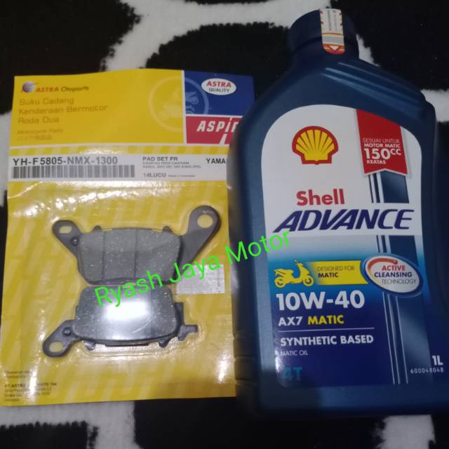 Kampas rem depan N-max/Aeroxx  + Shell Ax7 1ltr matic 10w-40