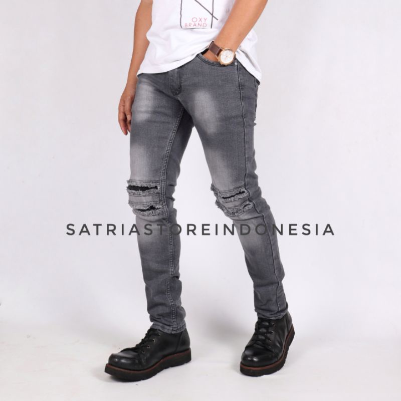 Celana jeans Celana skinny pria Celana ripped Celana panjang cowok ripped jeans