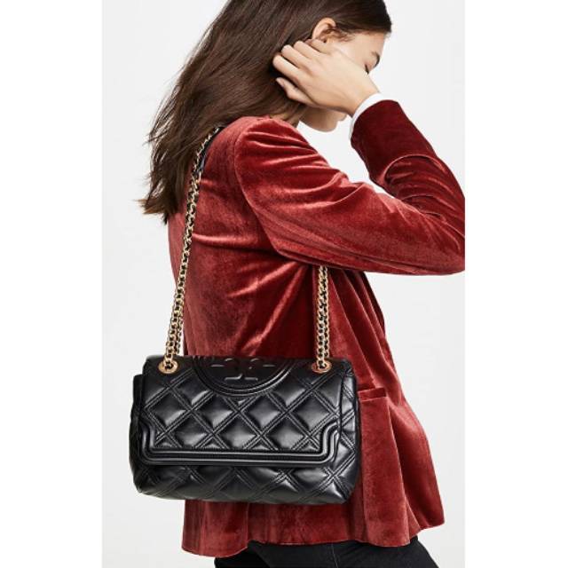 TB Fleming Soft Confertible Shoulder Bag Medium Black Ghw