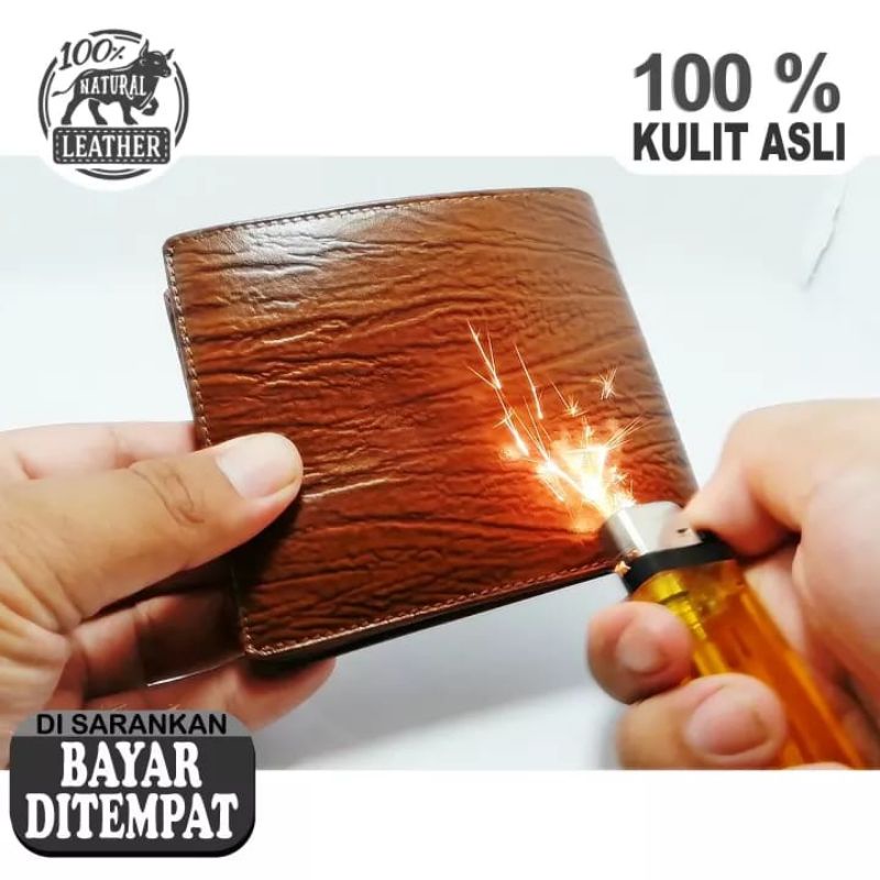Dompet Kulit ASli 100% Motif Serat Kayu - Dompet Pria - Dompet Kulit Asli Merk RANDOM / Acak