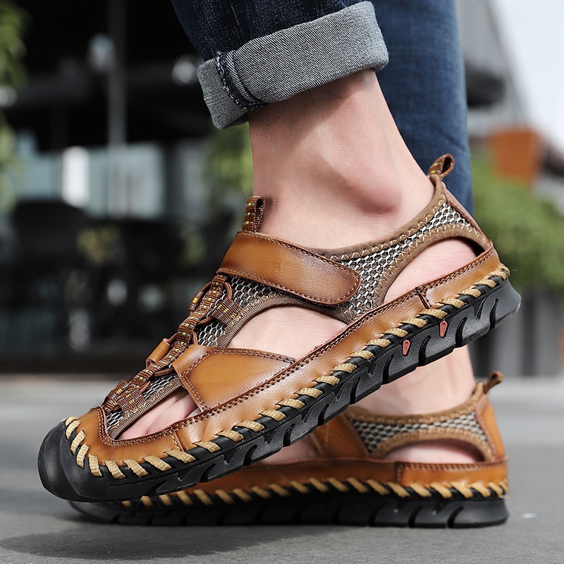 Terbaru Import Sport Sandal Hiking Gunung Pria Sendal Ringan Mendaki Olahraga Kulit Asli Nyaman Touring 190