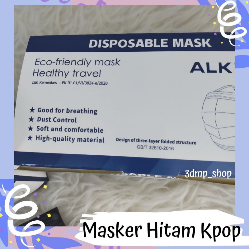 [Isi 50] Masker Hitam Earloop dan Hijab BT21 Anak