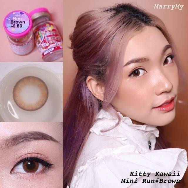 ORIGINAL KITTY KAWAII MINI RUN BROWN GRAY GREY softlens soflens softlenses