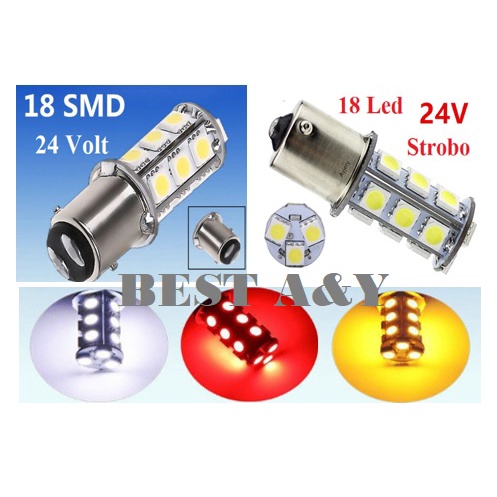 Lampu LED Bayonet Strobo Rem 1157 BAY15D SMD5050 18 LED Kedip Bus Truk 24 Volt