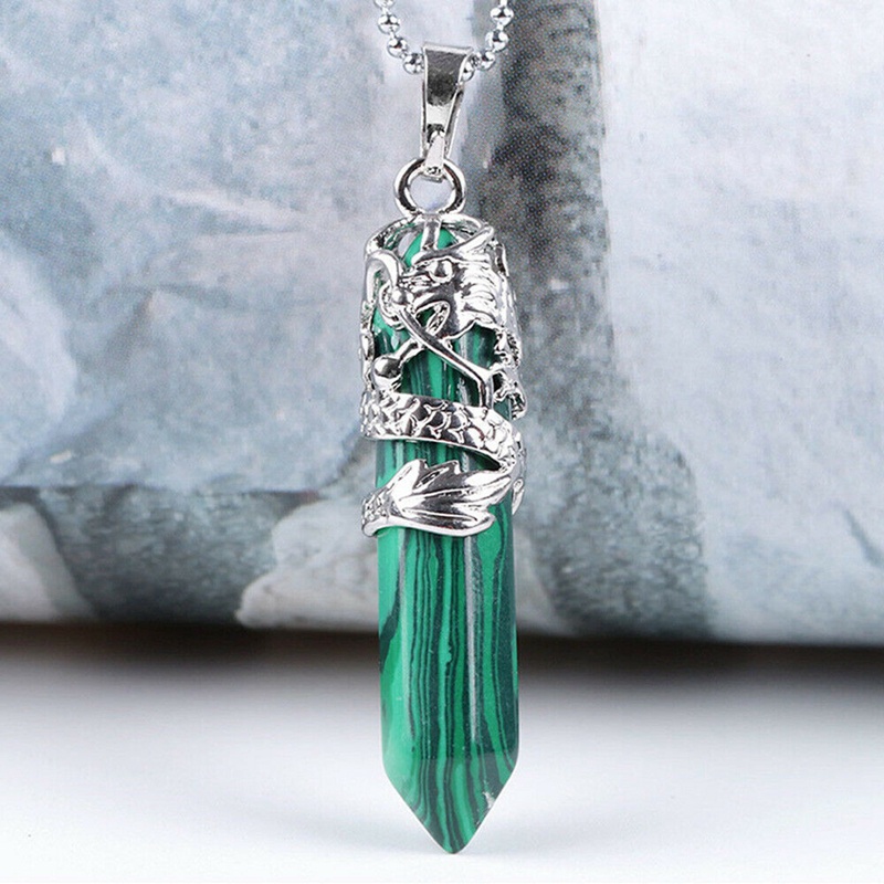 Kalung Liontin Batu Permata Kristal Chakra Alami Bentuk Hexagonal Untuk Pria Dan Wanita