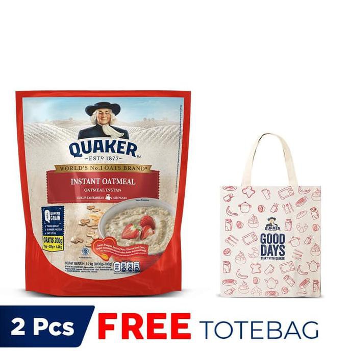 

DISKON! Quaker Instant Oatmeal 1.2 Kg - FREE Quaker Tote Bag