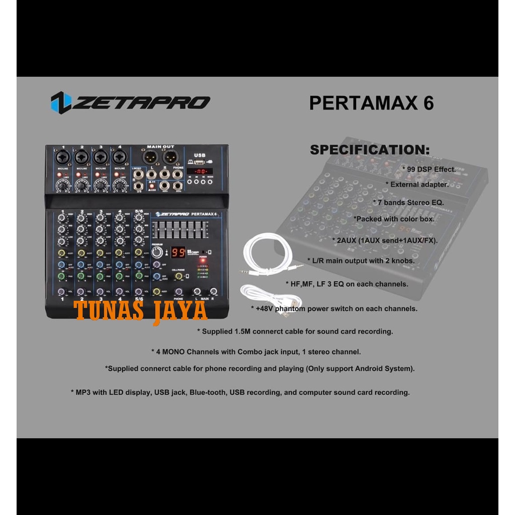 MIXER AUDIO ZETAPRO  PERTAMAX6 - PERTAMAX 6 ORIGINAL BLUETOOTH SOUNDCARD
