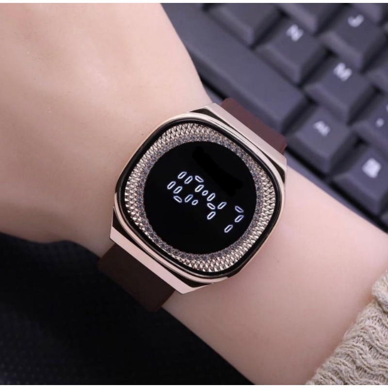 [DG] (Cod)Jam Tangan Wanita Digital Fashion F2L Touch Scren Kota Strap Rubber/Karet(Dikirim Jakarta)