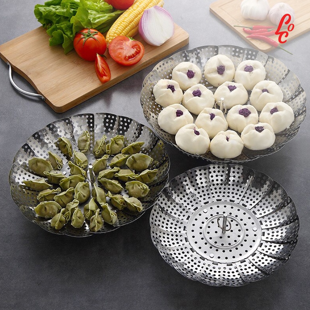 Alat Kukus Steamer Dimsum Kukusan Lipat Stainless Panci Wajan Kukus Multifungsi Vegetable Steamer