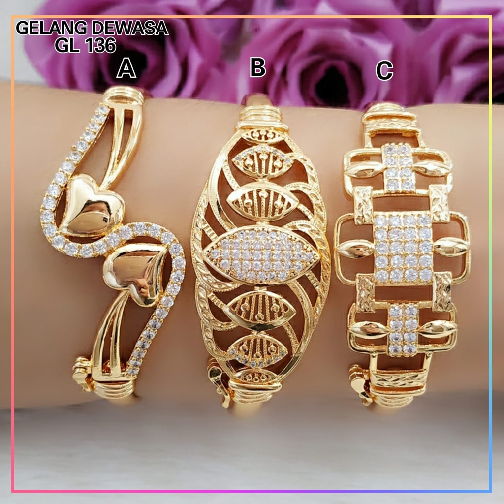 Gelang xuping gelang dewasa bangkok love permata full perhiasan wanita lapis emas gold GL 136