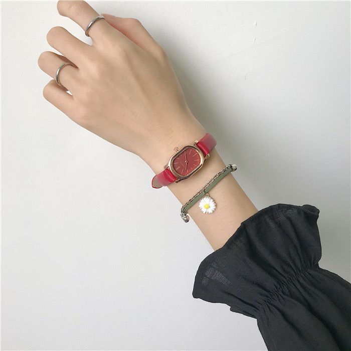 PA Jam Tangan Quartz Strap PU Analog Casual Gaya Retro Wanita Persegi Watch Korean Fashion Persegi Kecil RM039