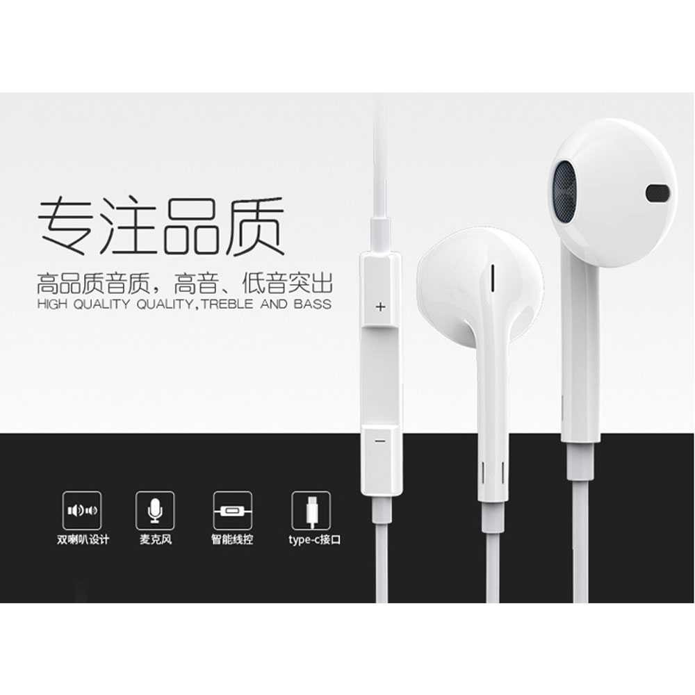 Earphone Music Headset Smartphone In Ear USB Type C Mic Erphone Handset Musik Hendset Gadget