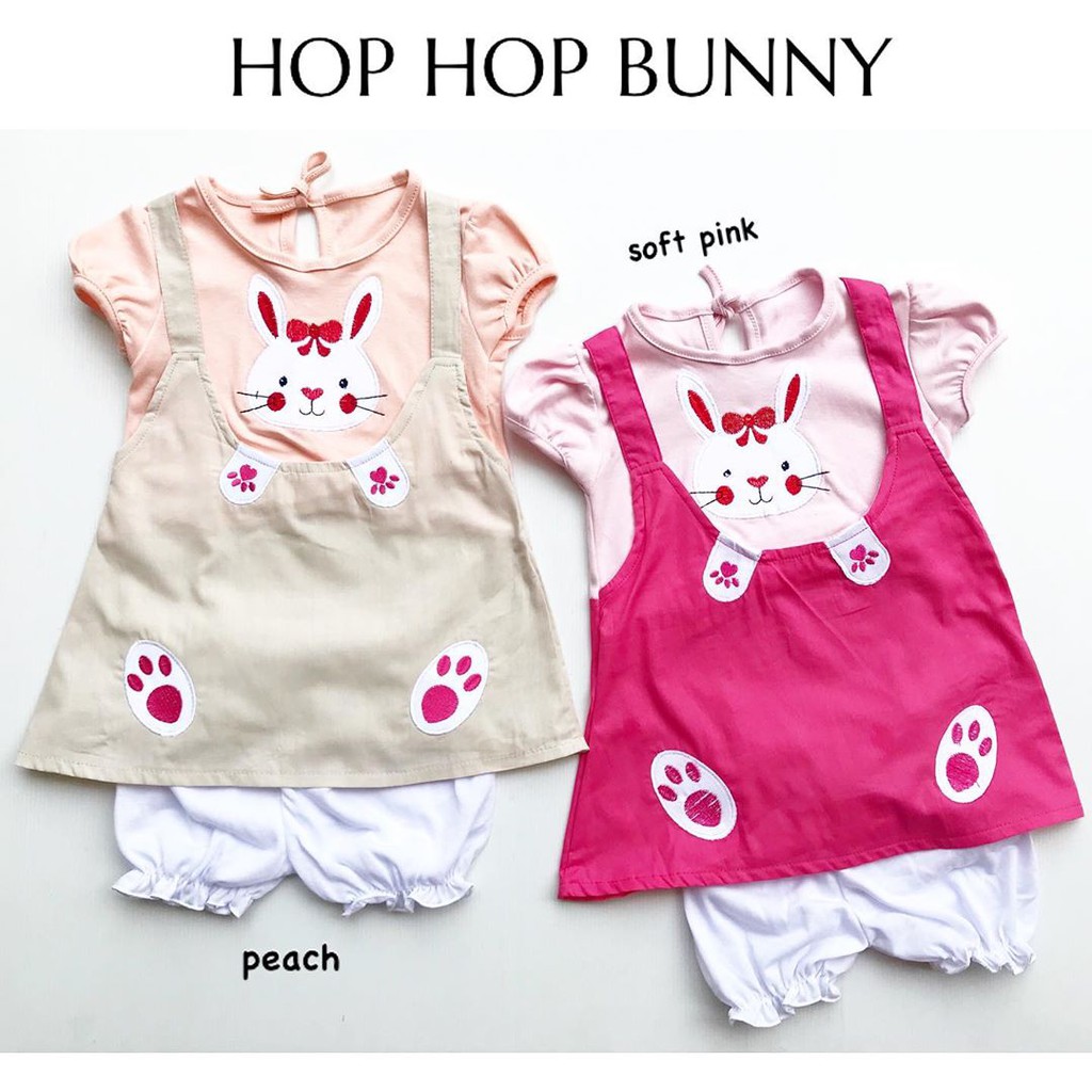  HOP  HOPP BUNNY OUTSHOULDER SET baju  anak  baju  bayi  