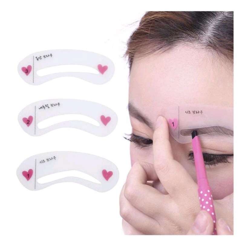 Cetakan Alis 3 IN 1 Mini Eyebrow Template Kit 3in1 Pencetak Alis 3 Bentuk Alis Murah Import