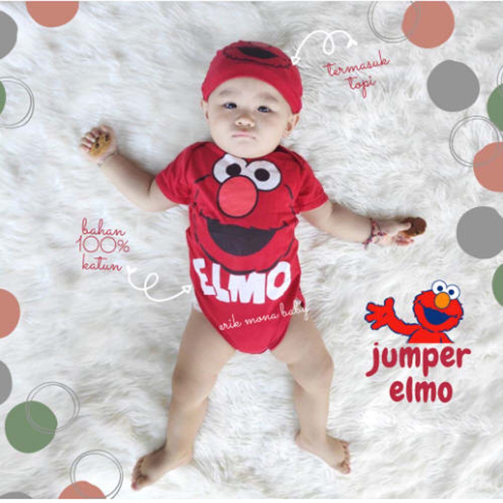 Baju Bayi Laki Laki Perempuan Jumper Lucu Karakter Bayi - Elmo