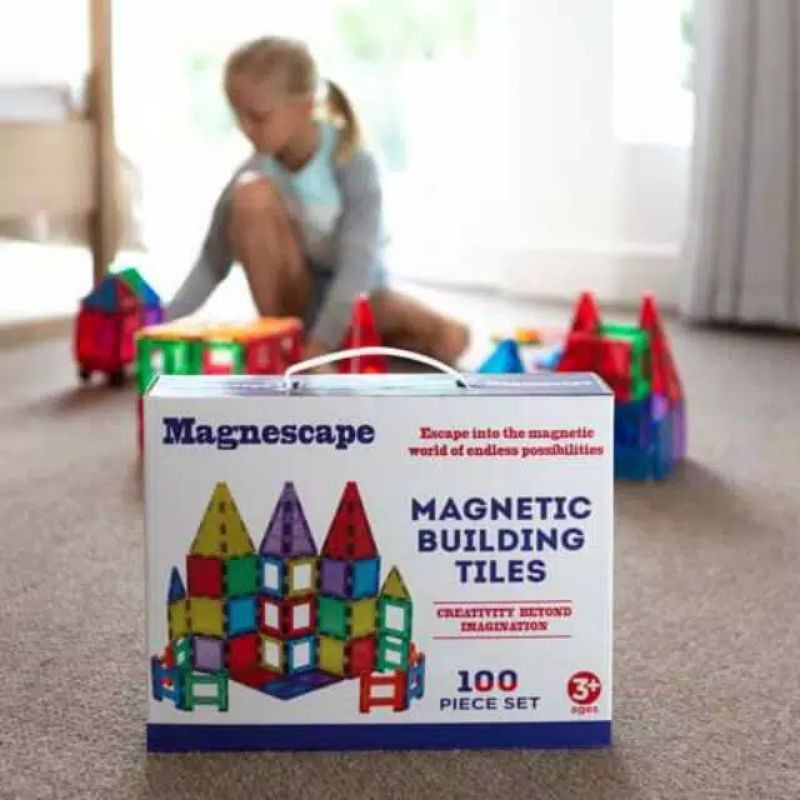 Mainan Magnetic Tiles100pcs/ Mainan Edukasi Anak  Magnetic Building Tiles