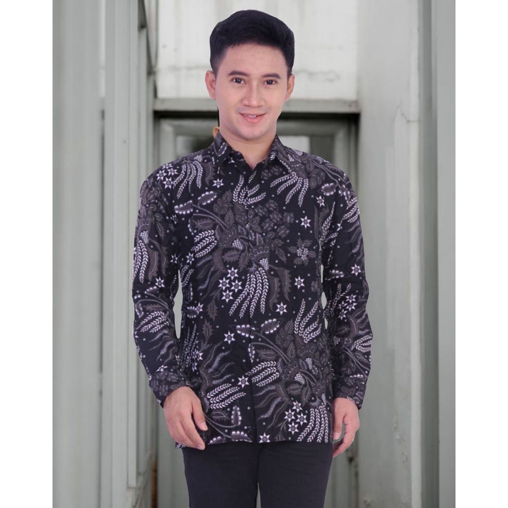 NEW ARRIVAL DISTRO KEMEJA BAJU BATIK PRIA LENGAN PANJANG PRIA COWO COWOK BORDIR SOGAN HRB026 MODERN