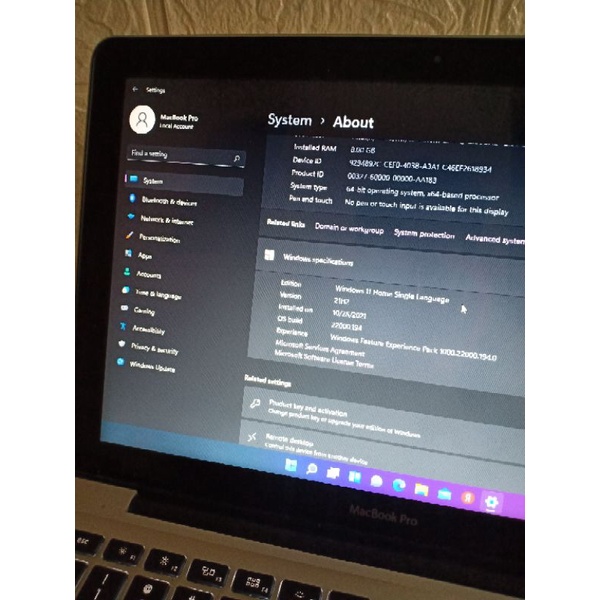 MACBOOK PRO 13 CORE I5 RAM 8GB SSD 256 HDD 500 MD101 DUAL MACOS DAN WINDOWS 11