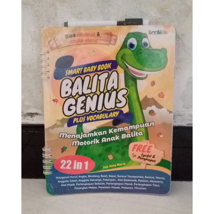 Buku Anak Wipe & Clean - Smart Baby Book Balita Genius Plus Vocabulary - 22 in 1 + Spidol