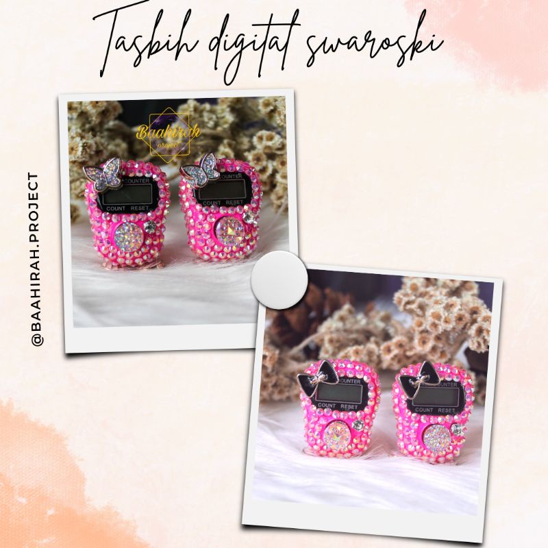Tasbih digital swarovski pink Cincin/Gelang/Custom nama