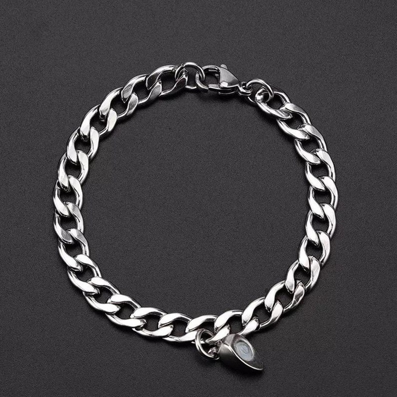 2Pcs/Set Heart Shaped Magnet Attraction Bracelet For Couples / Stainless Steel Cuba Chain Pendant For Women and Men / Trendy Lovers bracelets Jewelry Gift Charm Jewellery / Women Fashion Gifts Jewellery Accessories